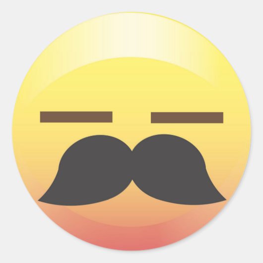 Mustache Emoji Sigh Party Sticker (Vorderseite)