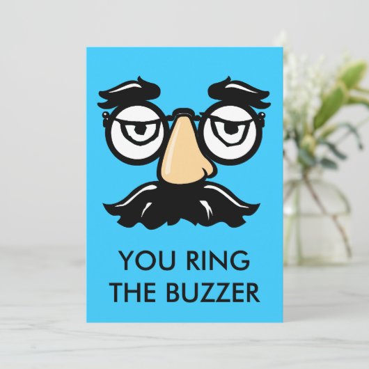 Mustache & Eye Glasses, Rin the Buzzer, fügen Text (Stehend Vorderseite)