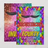 Mustache Facial Hair Hipster Stache Party Einladun Einladung (Vorne/Hinten)