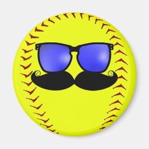 Mustache Fastpech Softball Magnet