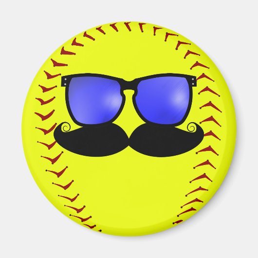 Mustache Fastpech Softball Magnet (Vorne)