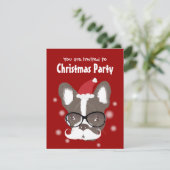 Mustache Französisch Bulldog Weihnachtszeit Party Einladung (Stehend Vorderseite)