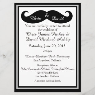Mustache Gay Wedding Einladung
