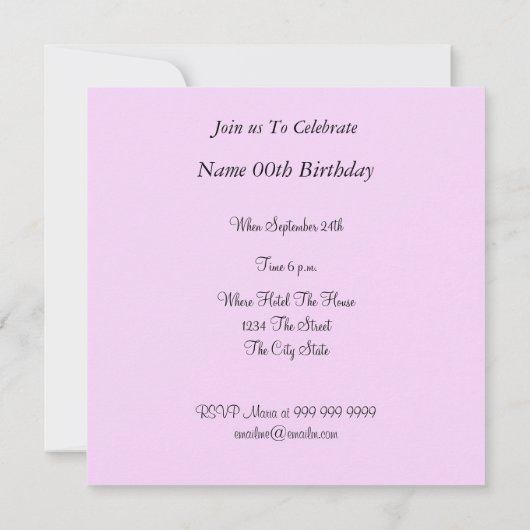 Mustache Geburtstagsparty Einladung Pink (Rückseite)