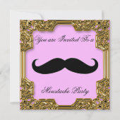 Mustache Geburtstagsparty Einladung Pink (Vorderseite)