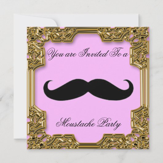 Mustache Geburtstagsparty Einladung Pink (Vorderseite)