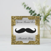 Mustache Geburtstagsparty Einladung Silver (Stehend Vorderseite)