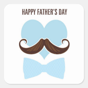Mustache gehe ich happy father's day from you quadratischer aufkleber
