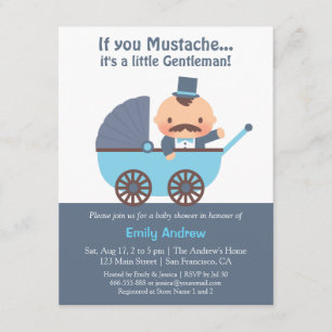 Mustache Gentleman Baby Boy Shower Einladungen