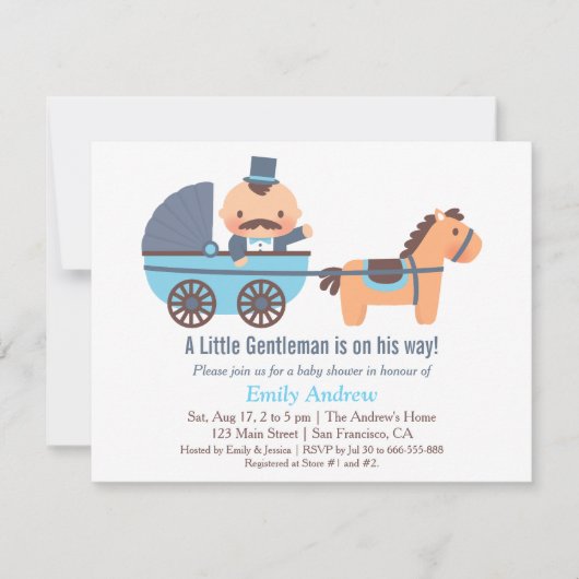 Mustache Gentleman Baby Boy Shower Einladungen (Vorderseite)