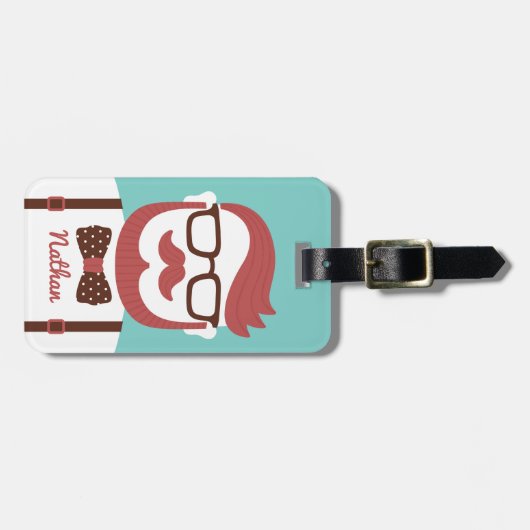 Mustache Gentleman Bowtie Personalisiert Gepäckanhänger (Vorderseite horizontal)