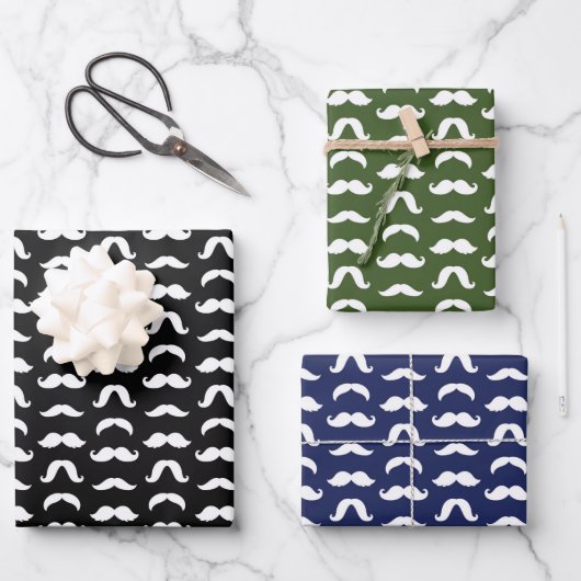 Mustache Geschenkpapier Set (Vorderseite)