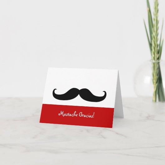 Mustache Gracias Blank Note Card Dankeskarte (Vorderseite)