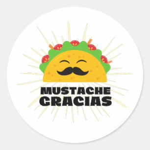 Mustache Gracias, Spanglisch Runder Aufkleber