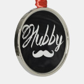 Mustache Groom Honeymoon hubby Silbernes Ornament (Rechts)