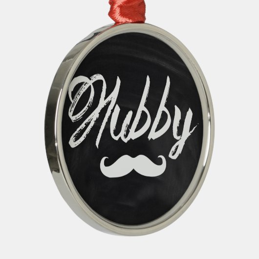 Mustache Groom Honeymoon hubby Silbernes Ornament (Rechts)