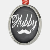 Mustache Groom Honeymoon hubby Silbernes Ornament (Links)