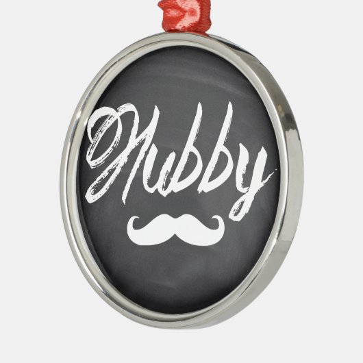 Mustache Groom Honeymoon hubby Silbernes Ornament (Links)
