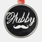 Mustache Groom Honeymoon hubby Silbernes Ornament (Vorne)