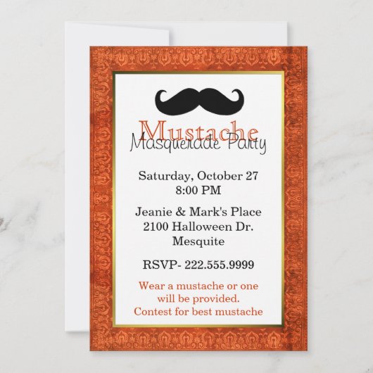 Mustache Halloween-Party Einladung (Vorderseite)