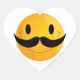 Mustache Happy Face Emoji Herz-Aufkleber