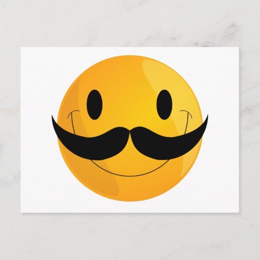 Mustache Happy Face Emoji Postkarte (Vorderseite)