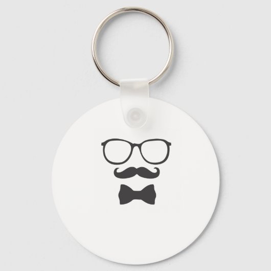 Mustache Hipster Bowtie Glasses Schlüsselanhänger (Vorderseite)