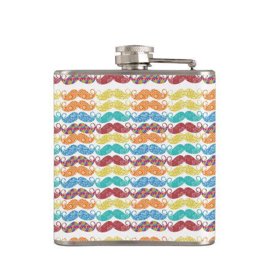 Mustache Hipster Pattern Flachmann (Rückseite)