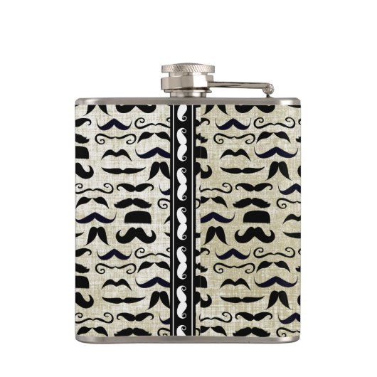 Mustache Hipster Pattern Flachmann (Rückseite)