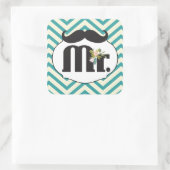 Mustache Hipster Pattern Quadratischer Aufkleber (Tasche)