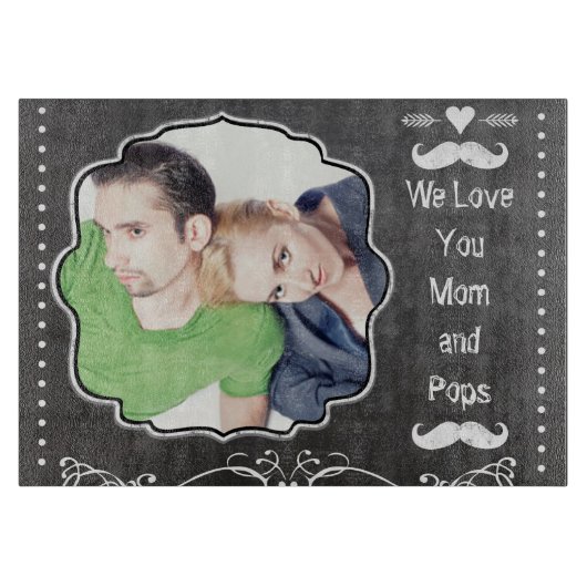 Mustache Hipster Pattern Schneidebrett (Vorderseite)