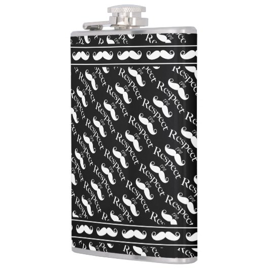 Mustache Hipster Retro-Muster Flachmann (Links)