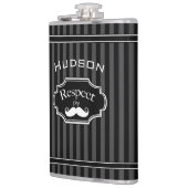 Mustache Hipster Retro-Muster Flachmann (Links)