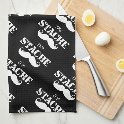 Mustache Hipster Retro-Muster Geschirrtuch (Viertel Falte)