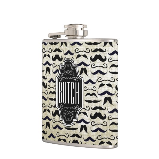 Mustache Hipster Vintag Retro Flachmann (Links)