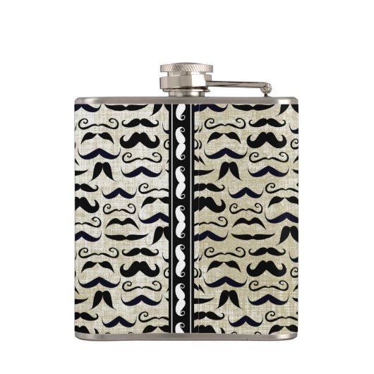 Mustache Hipster Vintag Retro Flachmann (Rückseite)
