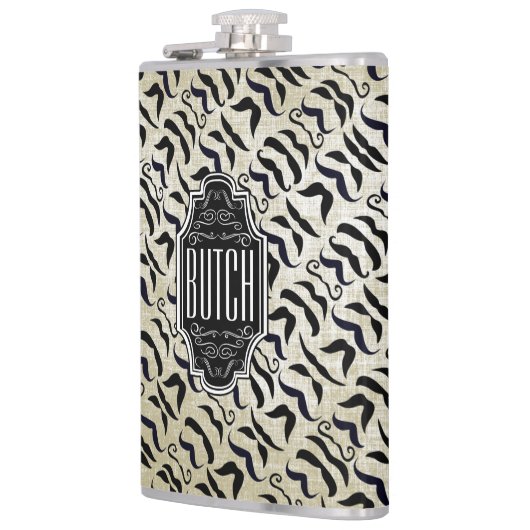 Mustache Hipster Vintag Retro Flachmann (Links)