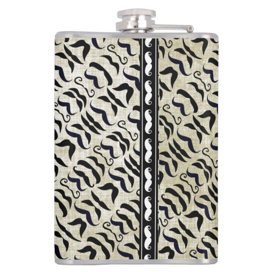 Mustache Hipster Vintag Retro Flachmann (Rückseite)