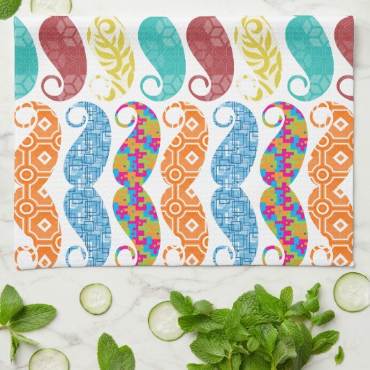 Mustache Hipster Vintag Retro Küchentuch (Gefaltet)