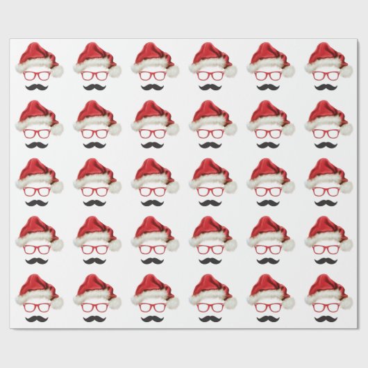 Mustache Hipster Weihnachtswrapping Paper Geschenkpapier (Flach)