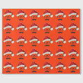 Mustache Hipster Weihnachtswrapping Paper Geschenkpapier (Flach)