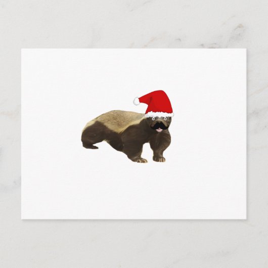 Mustache Honey Badger Santa Feiertagspostkarte (Vorderseite)