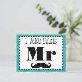 Mustache Ich bin ihr Mr. Aquamarin Yellow Foto Pro Postkarte (Stehend Vorderseite)