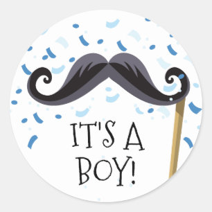 Mustache It's a Boy Gevor Sticker