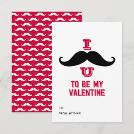 Mustache Kids Classroom Valentine Card Einladung