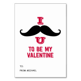 Mustache Kids Classroom Valentine Card Tischnummer