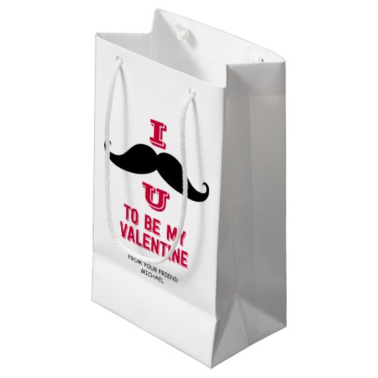 Mustache Kids Classroom Valentine Geschenktasche Kleine Geschenktüte (Vorderseite Schrägansicht)