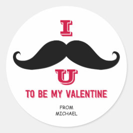 Mustache Kids Classroom Valentine Stickers