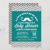 Mustache kleine Babydusche Einladung (Vorne/Hinten)