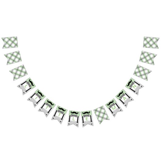 Mustache kleine Mann grüne graue Babydusche Wimpelkette (Alle)